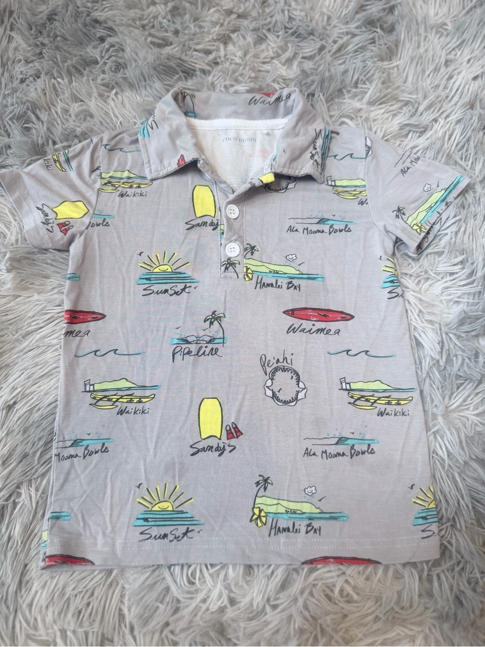 Coco moon Hawaii Surf Printed Toddler Polo